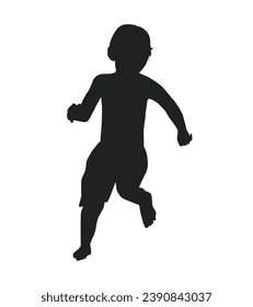 Boy silhouette. Vector silhouette of young boy on white background. black silhouette boy isolated on white background. vector illustration. cutout boy. teenager hand drawn design.