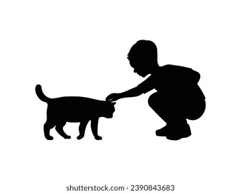 Boy silhouette. Vector silhouette of young boy on white background. black silhouette boy isolated on white background. vector illustration. cutout boy. teenager hand drawn design.