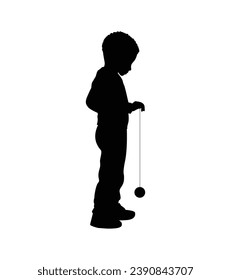 Boy silhouette. Vector silhouette of young boy on white background. black silhouette boy isolated on white background. vector illustration. cutout boy. teenager hand drawn design.