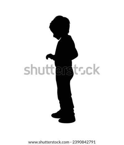 Boy silhouette. Vector silhouette of young boy on white background. black silhouette boy isolated on white background. vector illustration. cutout boy. teenager hand drawn design.