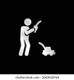 Icono metálico plateado del niño