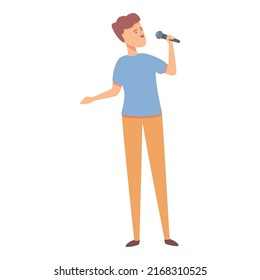 Boy singer icon cartoon vector. Music school. Guitar band