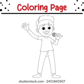 niño cantando página para colorear. libro para colorear para niños