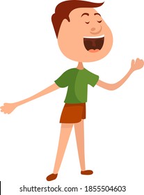 Junge Singen, Illustration, Vektorgrafik auf weißem Hintergrund