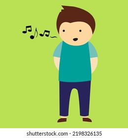 boy singing on a green background