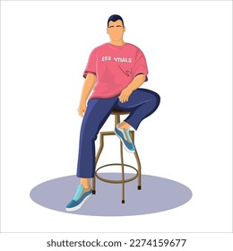 boy siting on chair flat design vector illustration