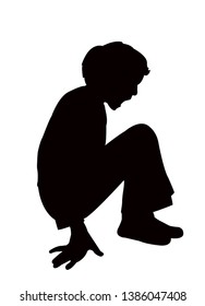 a boy sitting body silhouette vector
