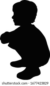 vector de silueta del cuerpo sentado de un niño