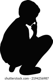 Boy Sitting Body Silhouette Vector Stock Vector (Royalty Free ...