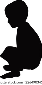 vector de silueta del cuerpo de un niño sentado