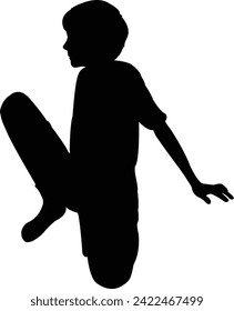 vector de silueta del cuerpo de un niño sentado