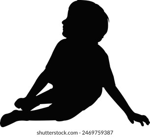 a boy sitting body silhouette vector