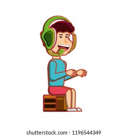 boy sitting with headphone avatar character