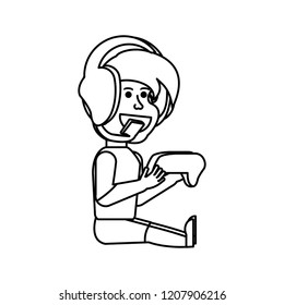 boy sitting with headphone avatar character