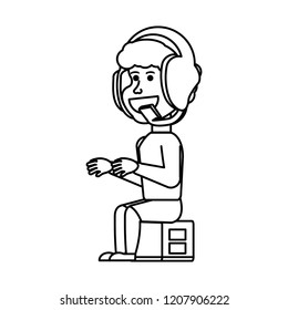 boy sitting with headphone avatar character