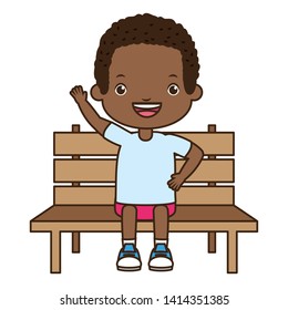 boy sitting on bench white background vector illustration
