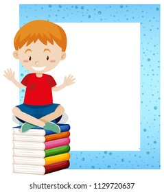 A Boy Sitting on Book Frame illustration