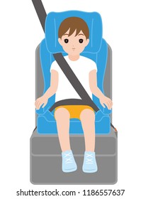 A Boy Sitting On An Booster Seat.