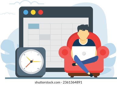 El niño está sentado en el sofá y trabajando en la página web.