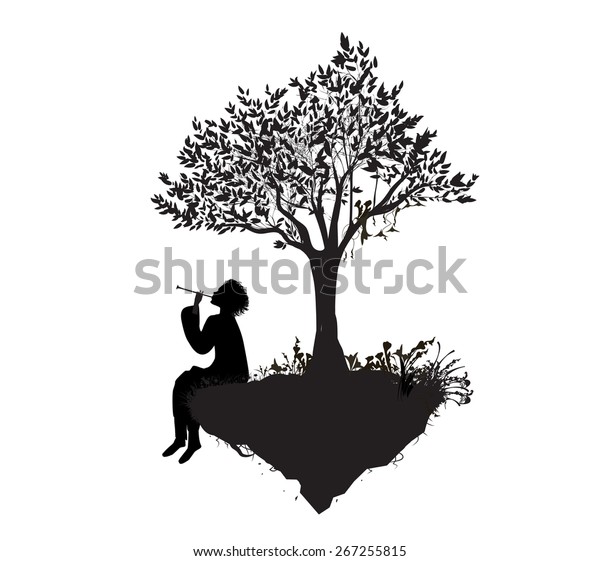 Boy Sitting On Edge Flaying Rock Stock Vector (Royalty Free) 267255815 ...