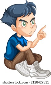 Ein Junge sitzt auf dem Boden und verweist auf etwas Illustration