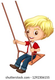 A boy sitting on swing illustration