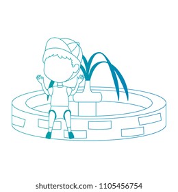 boy sitting in park sink