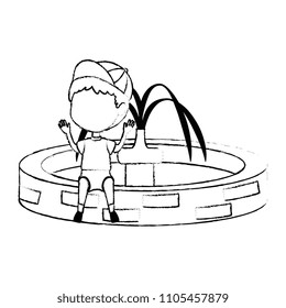 boy sitting in park sink