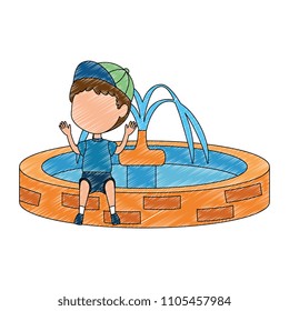 boy sitting in park sink