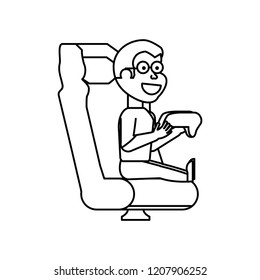 boy sitting playing video game