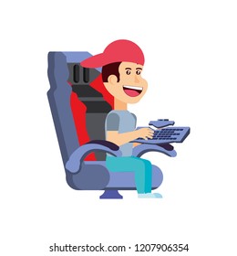 boy sitting playing video game
