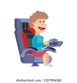 boy sitting playing video game