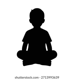 Boy sitting pose silhouette vector illustration
