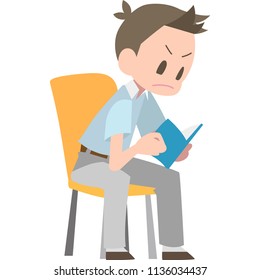Boy sitting and reading