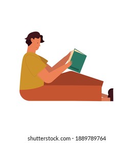 Boy Sitting Reading Book Design Education Stock Vector (Royalty Free ...