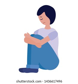 Boy Sitting Sadness Mental Depressed Vector Stock Vector (Royalty Free ...