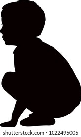 A Boy Sitting, Silhouette Vector