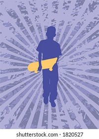Boy & skateboard - vector