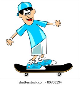 boy and skateboard, vector icon