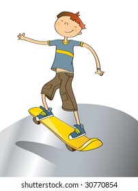 Junge mit Skateboard, Vektorgrafik