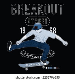boy skater ,vector sport illustration design graphic t shirt printing