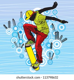 Boy skating on the street