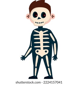 boy with skeleton disguise character