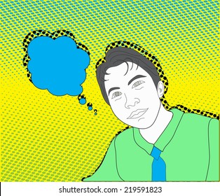 Boy sketch in comic style, comic background, cartoon back ground