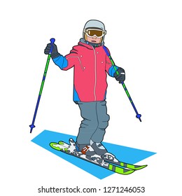 boy skiing in mountain slope