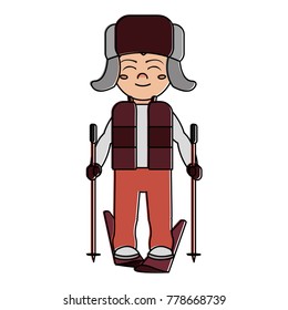Boy with skis design