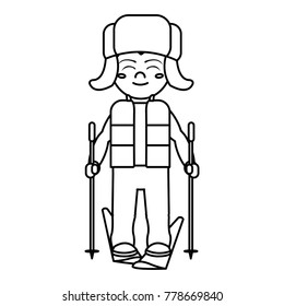 Boy with skis design