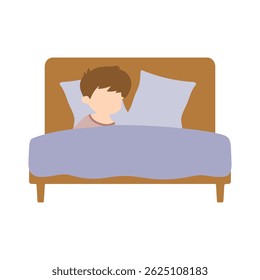 Boy Sleeping in Bed Illustration