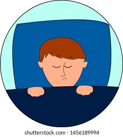 Niño durmiendo en la cama, ilustración, vector sobre fondo blanco