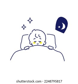 Un chico durmiendo cómodamente por la noche.